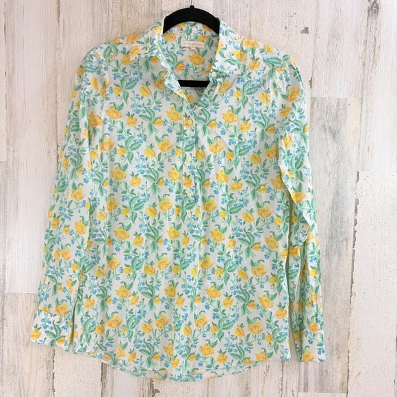Ann Mashburn Shirt M Liberty London Floral Popover Button Down Celia B Tana Lawn - Picture 1 of 16